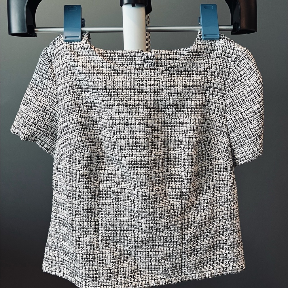 Express Black and White Boxy Blouse